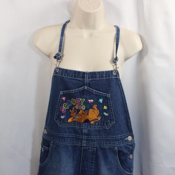 Vintage Scooby Doo Denim Overalls Kids Cartoon Baggy 90s Y2K Size 16 XL - Picture 12 of 14